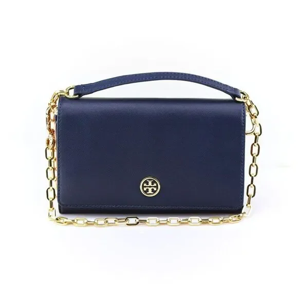 NWT Tory Burch Robinson Chain Wallet Tory Navy